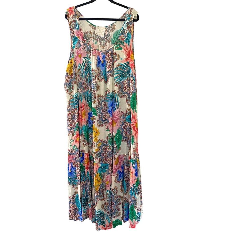 Johnny Was Plus Size Hosta Printed Maxi Dress Sz 3X